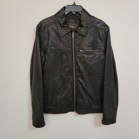 Cole Haan Men's Collared Lambskin Leather Jacket - Picture 1 of 5